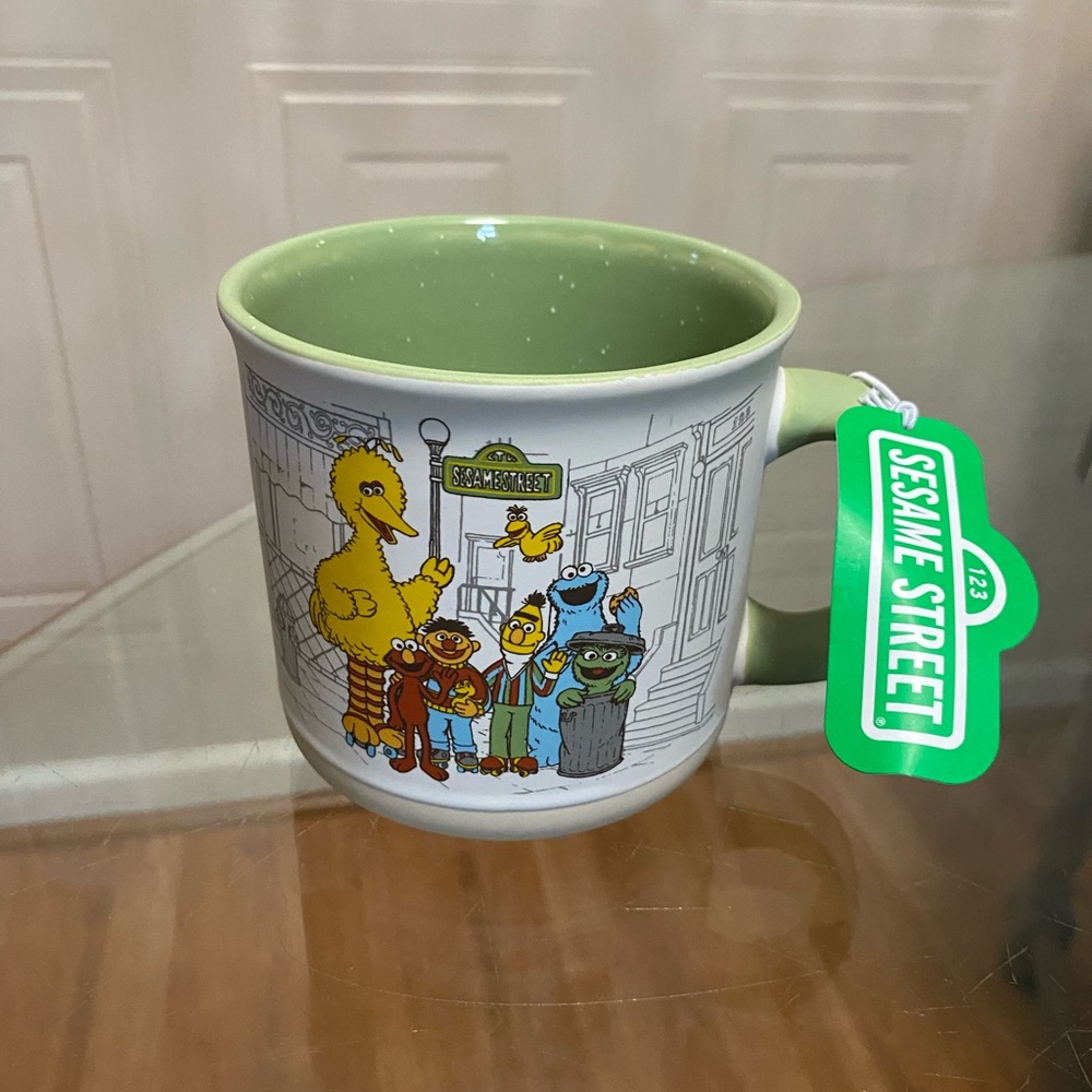 Sesame Street Green and White Coffee Mug